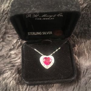 Sterling Silver Necklace with Ruby heart